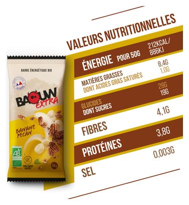 Barre énergétique Baouw Extra Banane/Pécan - 50g