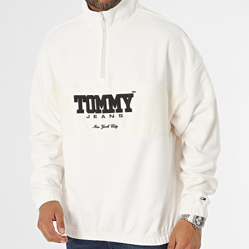 Sweat Col Zippé Fabric Mix 7803 Blanc