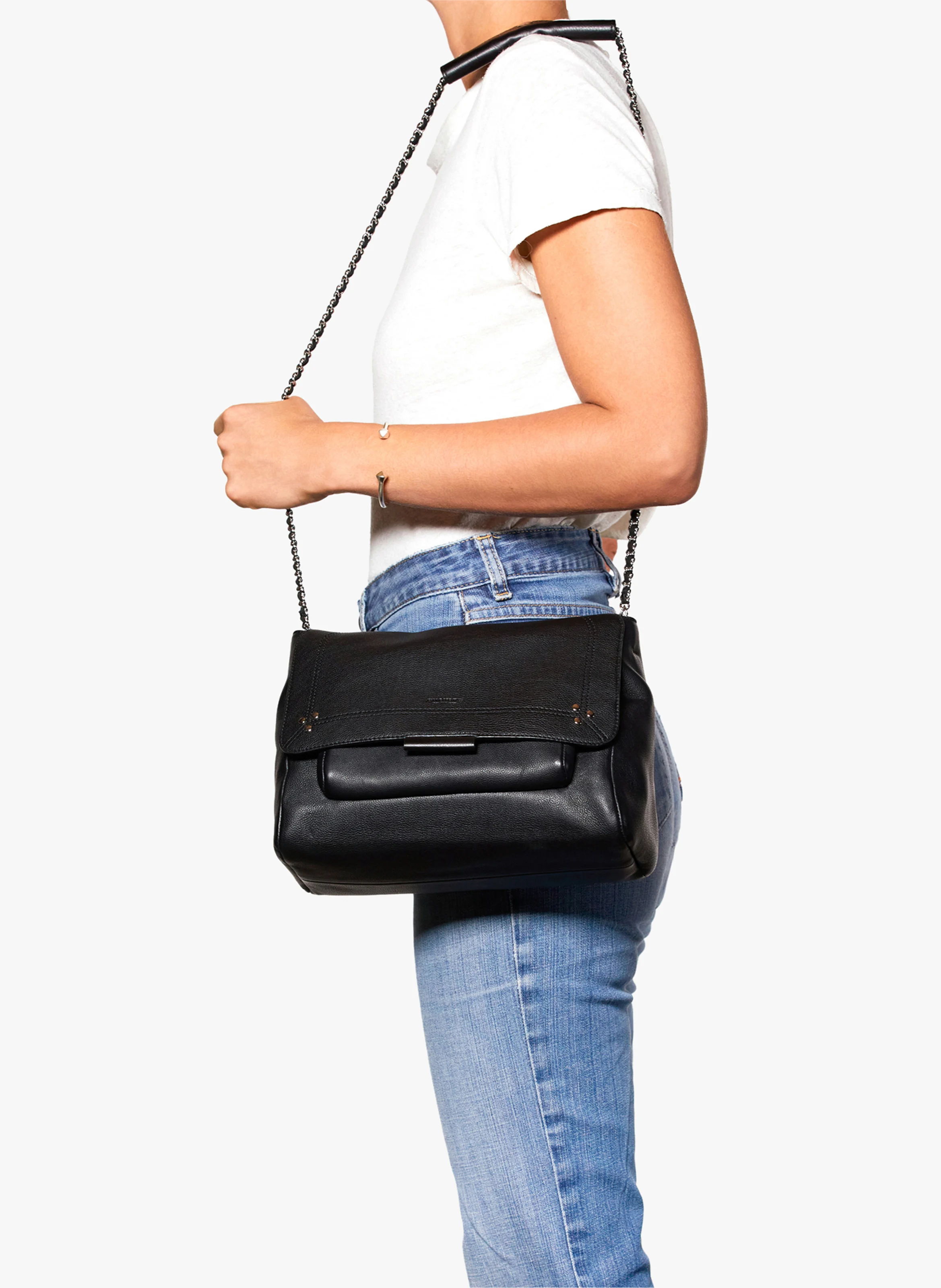 LULU L - Sac besace en cuir | Noir