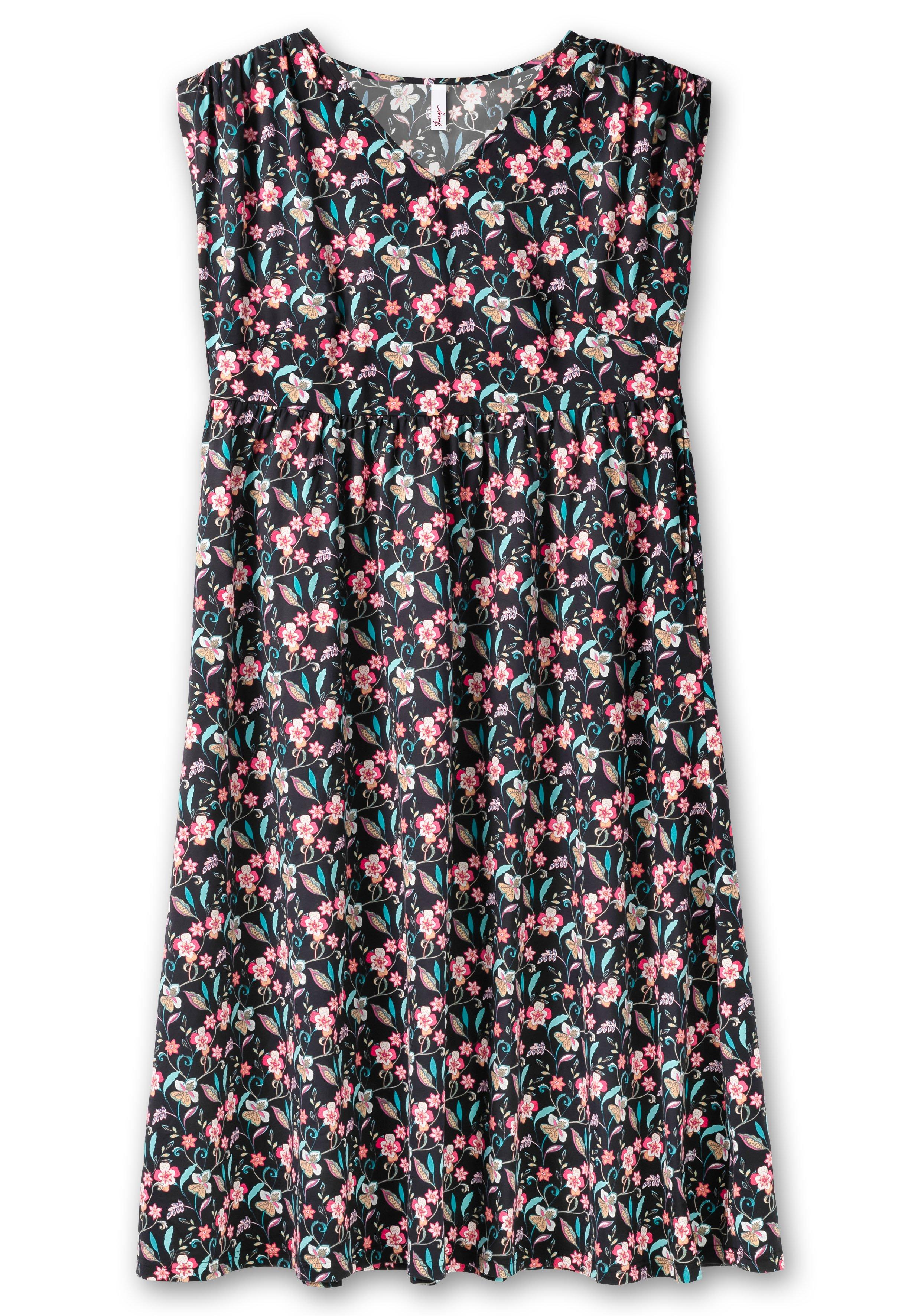Jerseykleid mit Blumenprint und weitem Rock