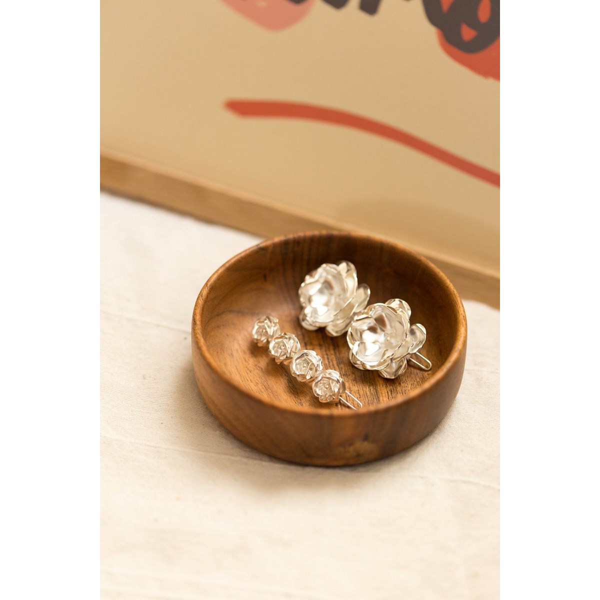 mini barrette fleurs plaqué argent - AGLAÉ