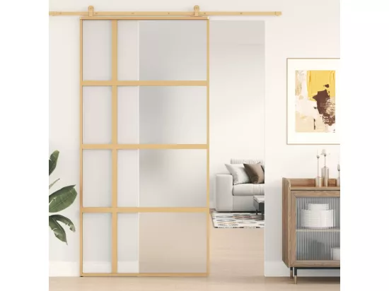 Porte coulissante doré 102,5x205 cm verre ESG dépoli aluminium