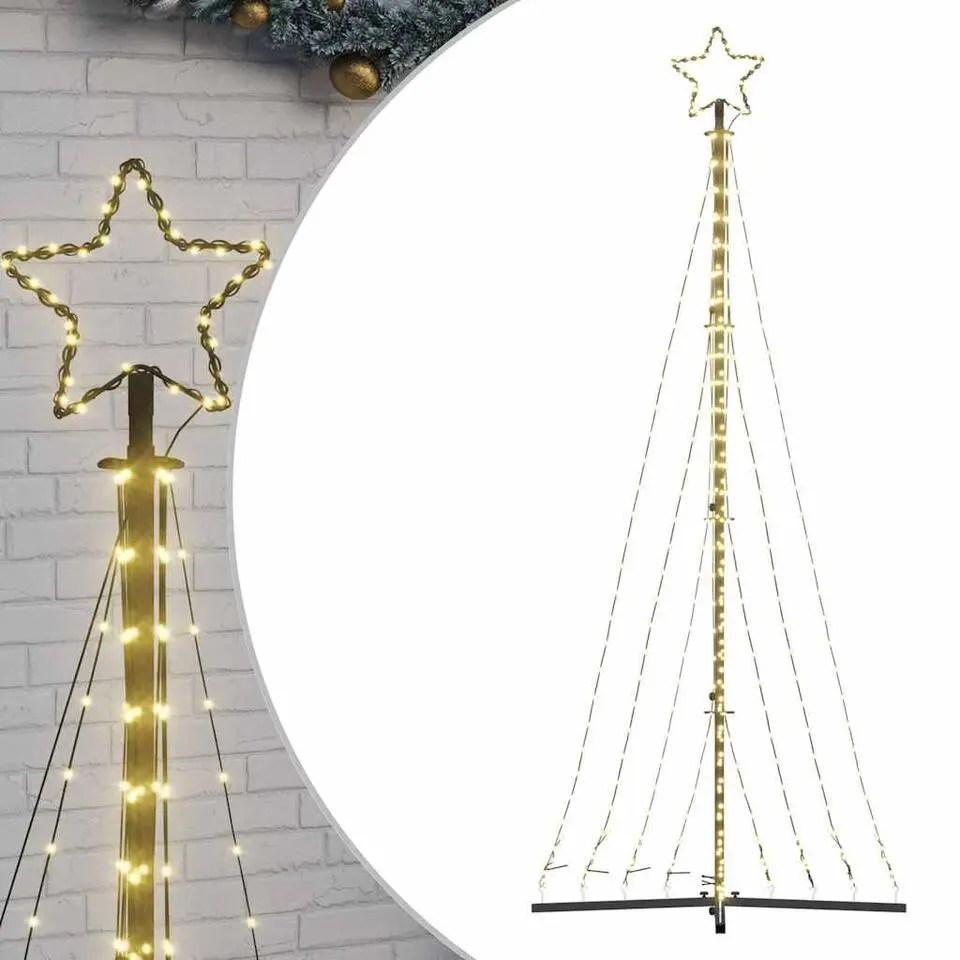 vidaXL - LED-kerstboom met spikes 447 LEDs 106x250 cm - Warmwit - Koper, ijzer