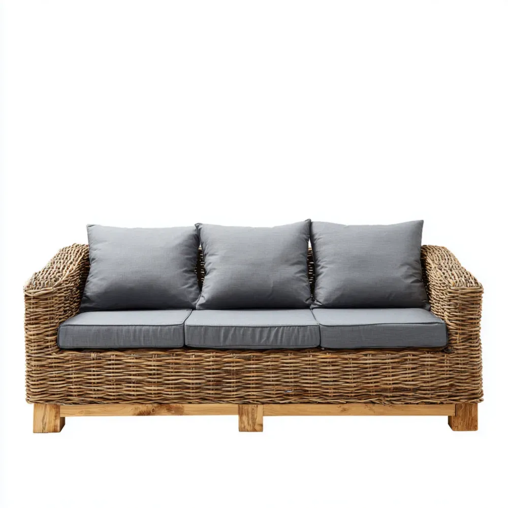 Dreisitzer-Gartensofa Rattan 200x85x75 cm - Natur - Modernes Design