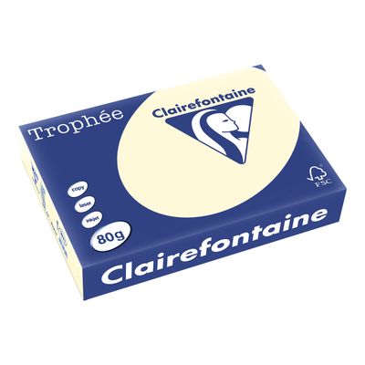 Clairefontaine Trophée - Papier couleur - A4 (210 x 297 mm) - 80 g/m² - Ramette de 500 feuilles - ivoire