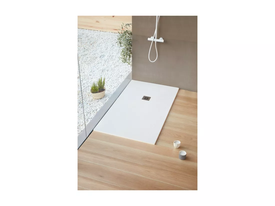 Receveur de douche 90 x 100 cm extra plat LOGIC surface ardoisée rectangulaire blanc