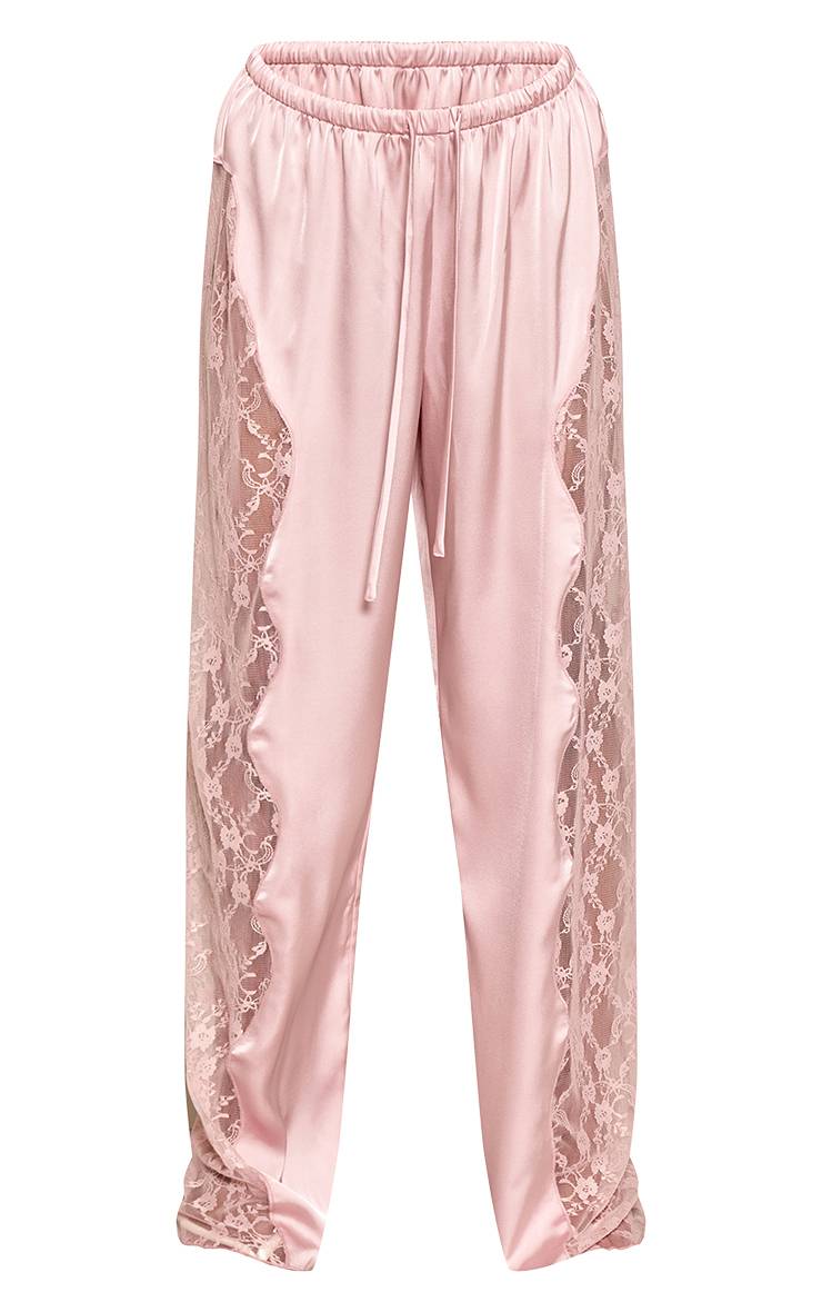 Rose Pantalon En Satin À Lacets Avec Cordon De Serrage