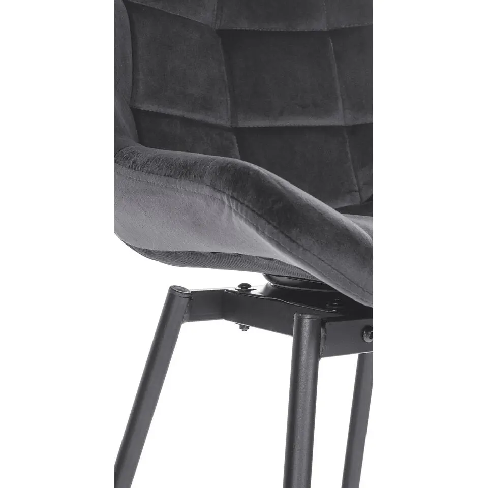 CLP Barkruk Weston zwart Frame - Fluweel - donkergrijs