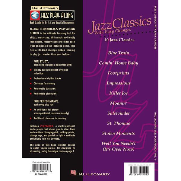 Hal Leonard Jazz Play Along Jazz Classics