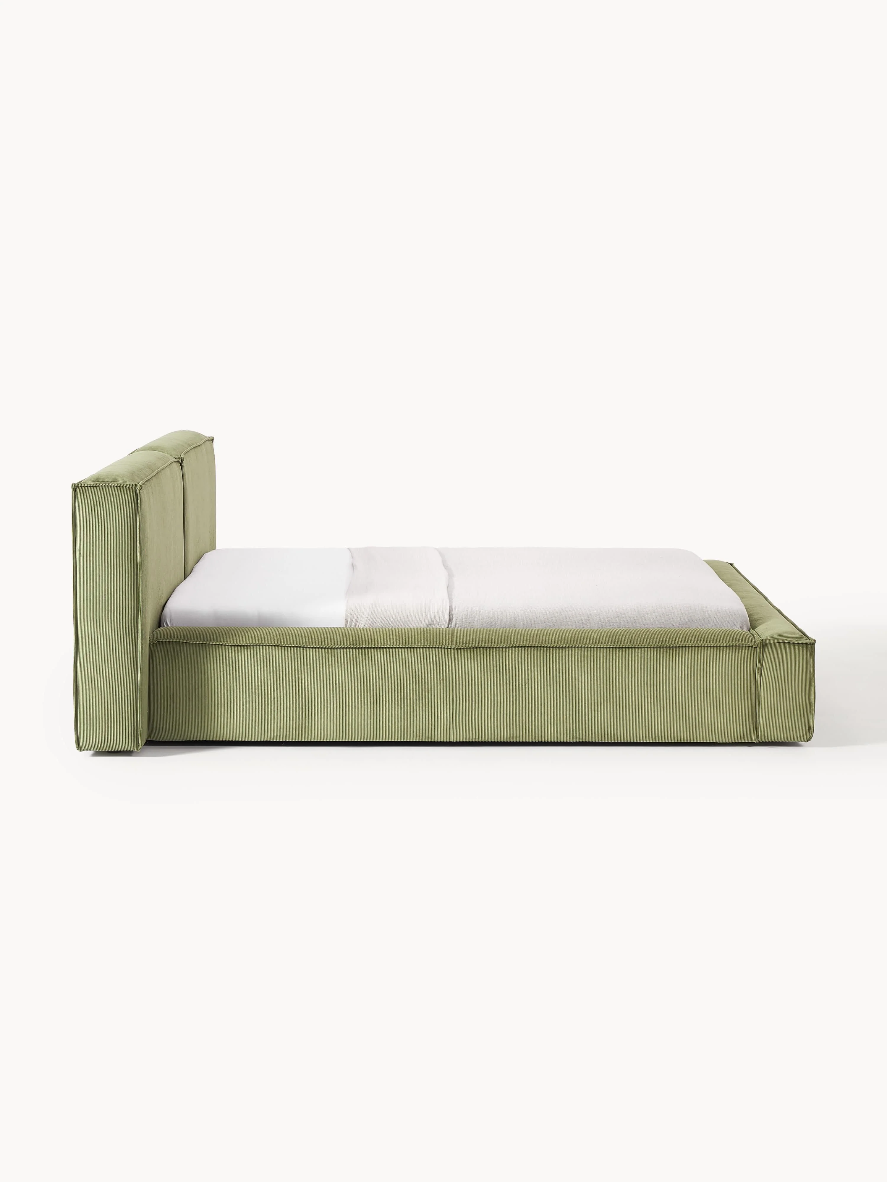 Gestoffeerd bed Lennon van corduroy met opbergruimte
