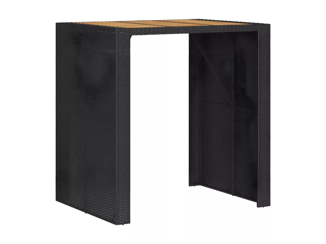 Prolenta Premium - Table de bar de jardin et dessus en bois acacia résine tressée