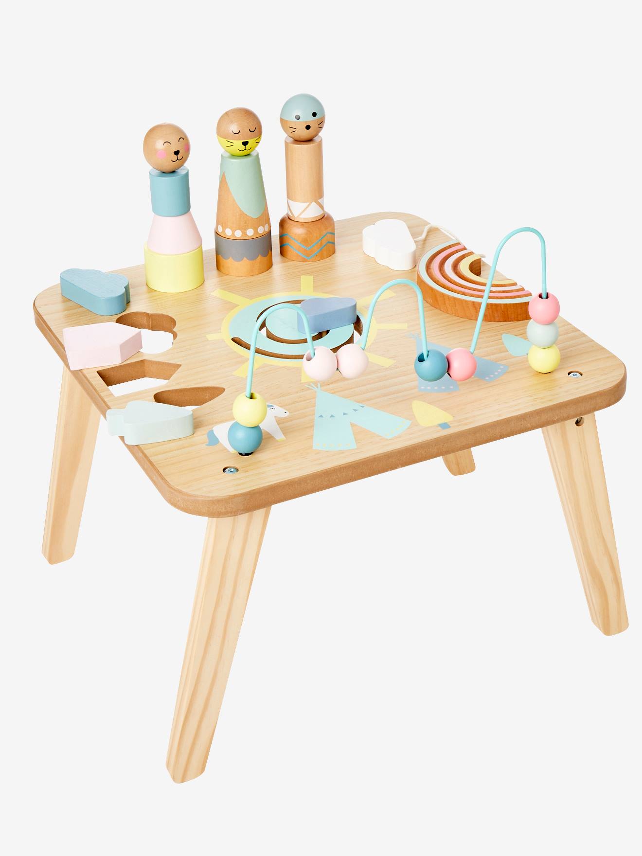 Mesa de atividades multicolorida