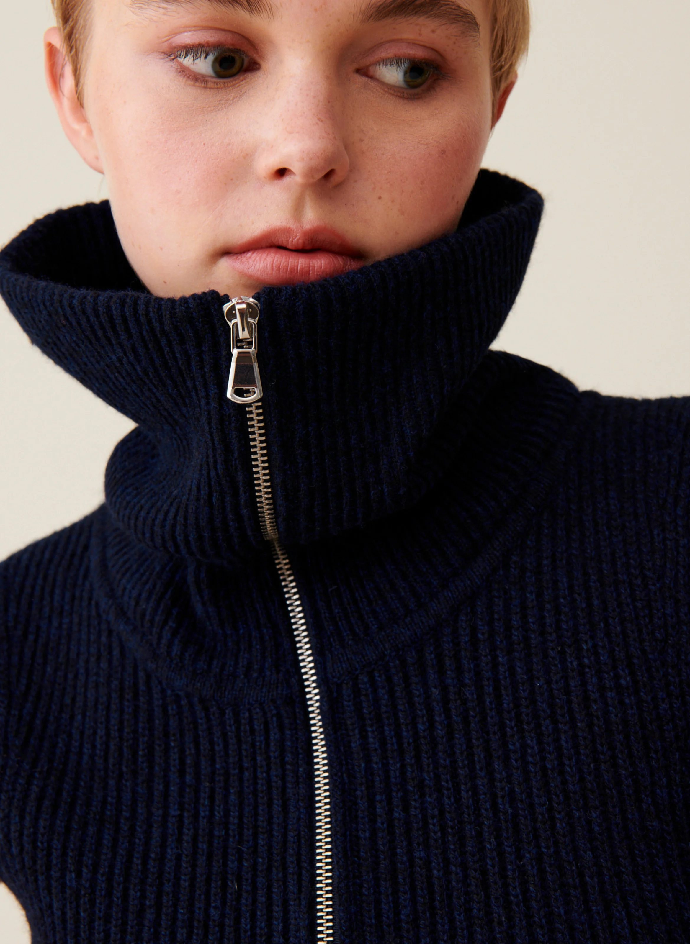 Robe zippée en laine mélangée | Bleu