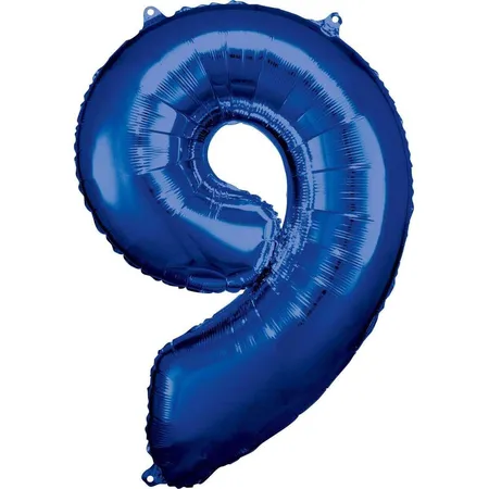 amscan Folienballon Zahl 9, blau