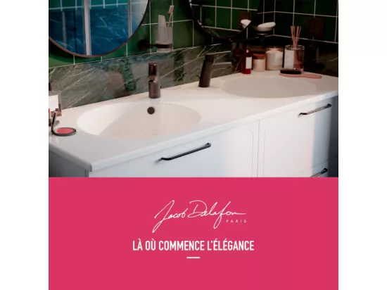 Meuble double vasque 120 cm JACOB DELAFON Odéon Rive Gauche blanc