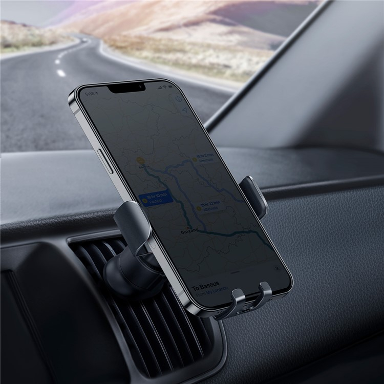 Verstellbare Auto KFZ Smartphone Halterung für Air Frame Lüftungsgitter mit Schwerkraft-Mechanismus - Schwarz