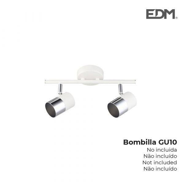 EDM Régua com 2 Focos Cor Branco Osso   Plateado 