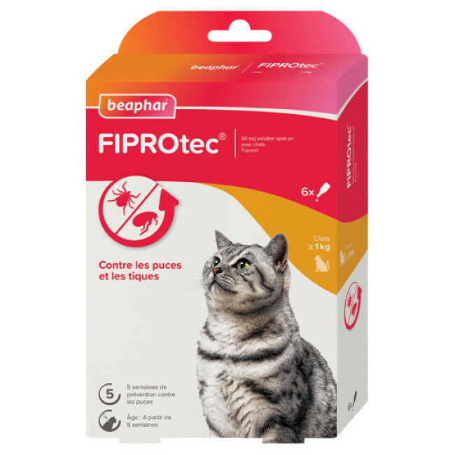 Pipettes antiparasitaires Fiprotec spot on Beaphar pour chat