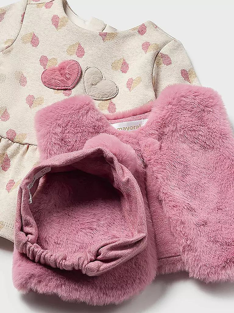 MAYORAL Baby Set Stirnband, Gilet, Kleid 3-teilig beige