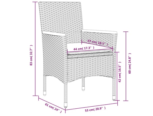 VIDAXL - Ensemble table et chaises Ensemble à manger de jardin et coussins 9 pcs beige rotin ve...