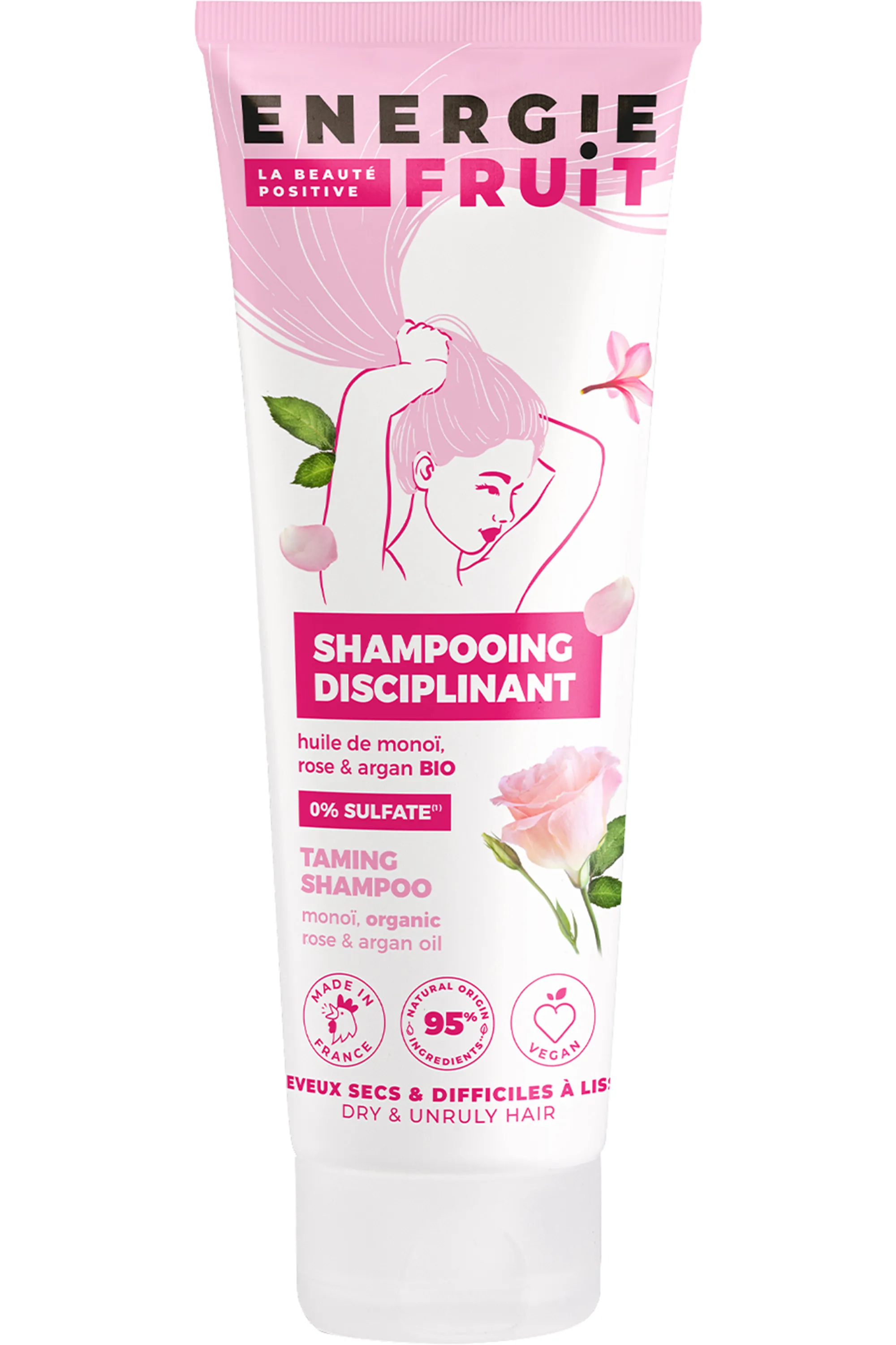 Energie Fruit Shampoing disciplinant anti-frisottis au monoï rose et à l’huile d’Argan-250 ml