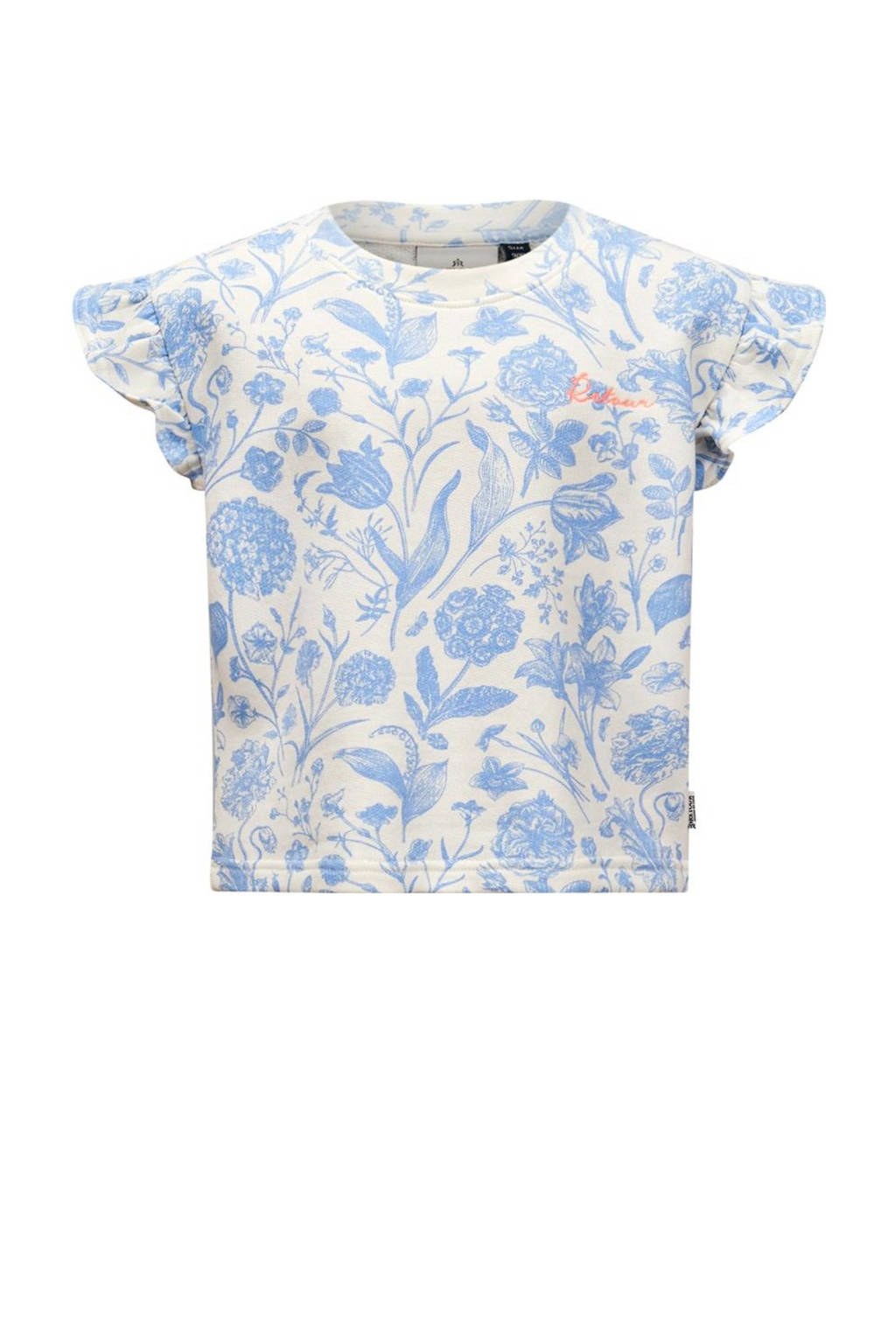 Retour Jeans gebloemd T-shirt Seige wit/blauw
