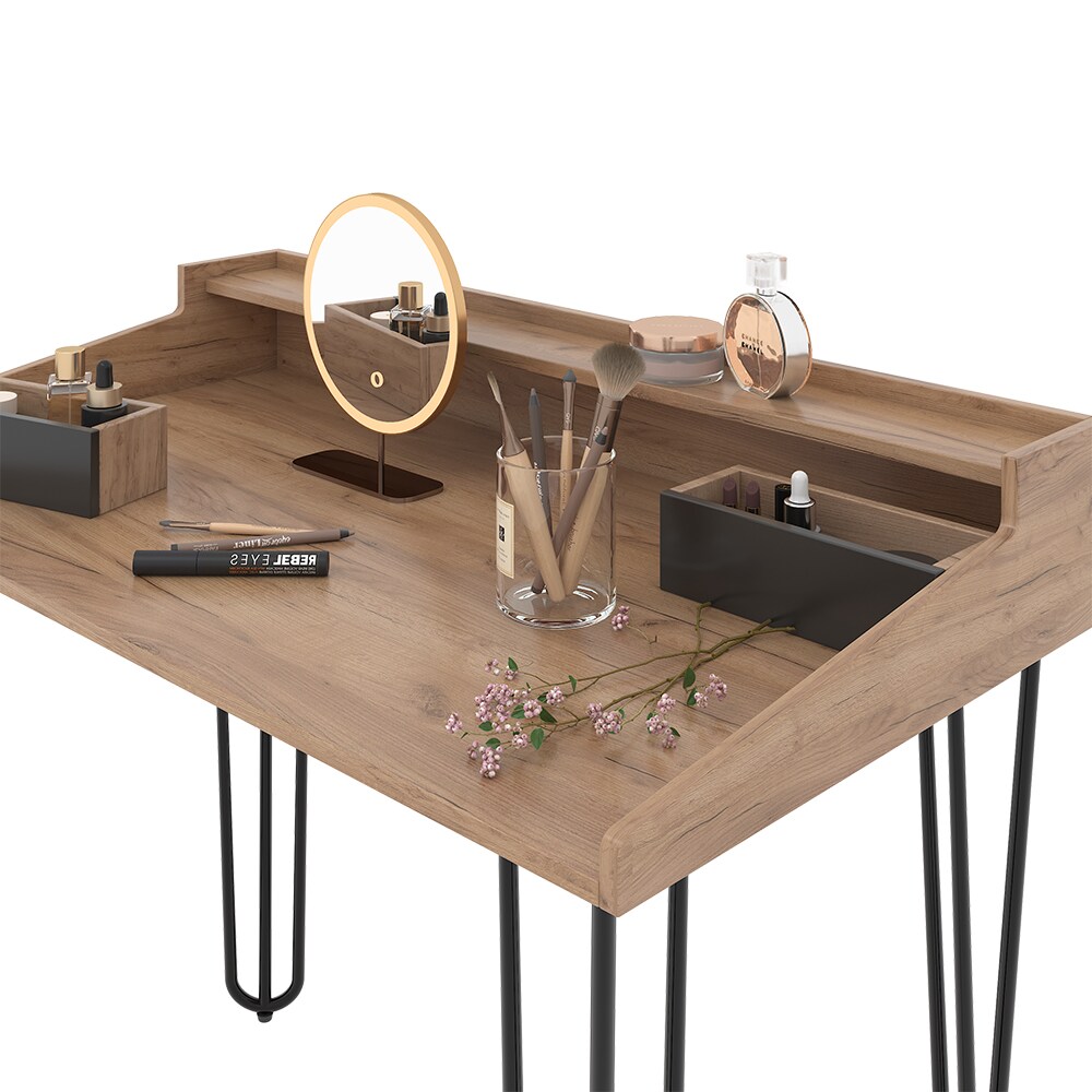 Vicco Schminktisch Sannar Eiche Schwarz 110 x 60 cm mit Schubladen