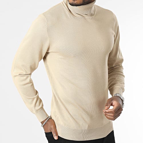 Pull Col Roulé Beige