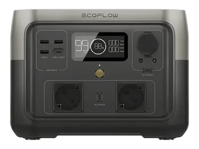 EcoFlow RIVER 2 Max - Transportabel strømstation - AC 220-240/ DC 11-50/12/24 V - 1000 Watt - litiumjernfosfat - 512 Wh - Wi-Fi, Bluetooth - output-stikforbindelser: 9 - Europa
