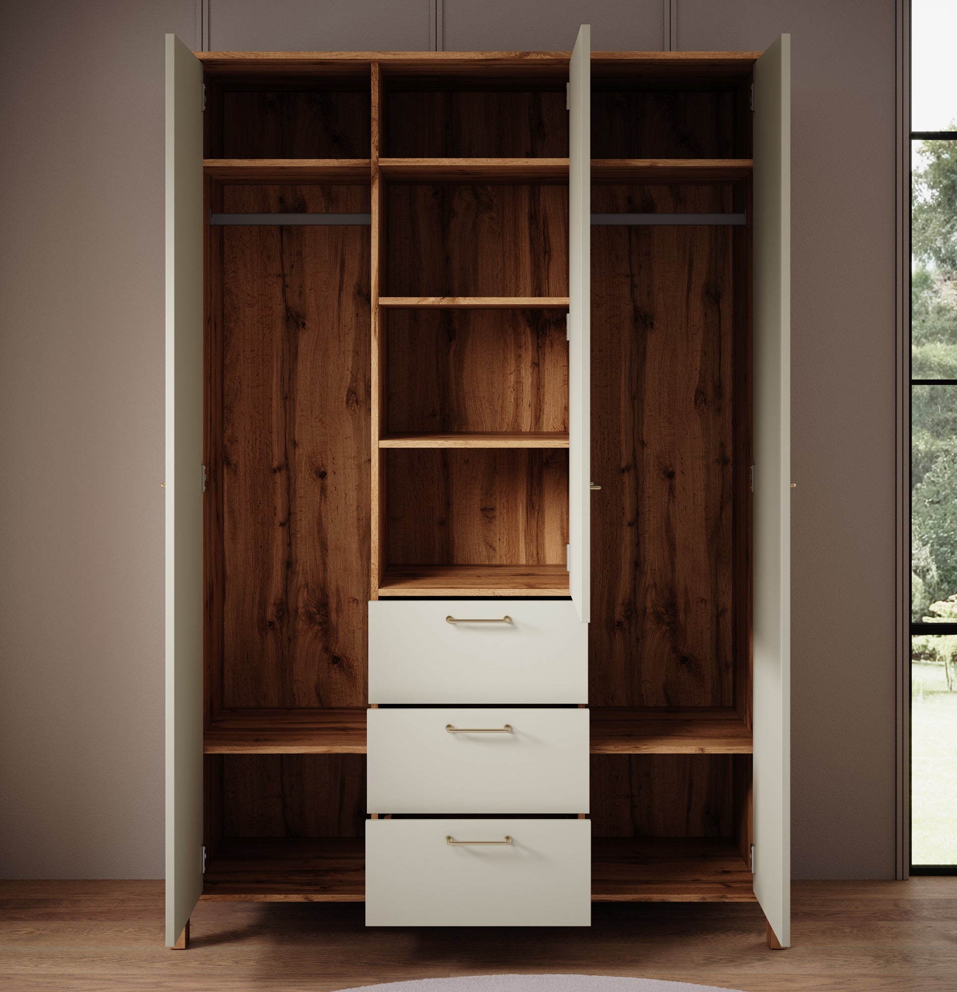 Meubella - Kledingkast Isaac - Beige - 138 cm