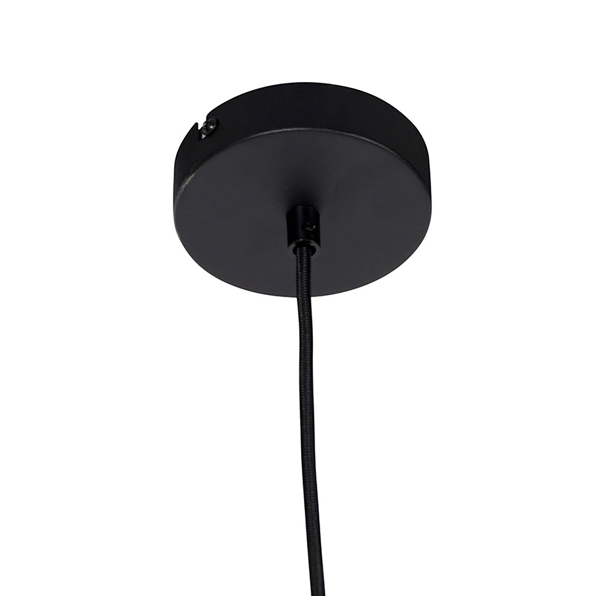 Hanglamp zwart met dubbele velours lampenkap blad dessin en beige - Combi 1