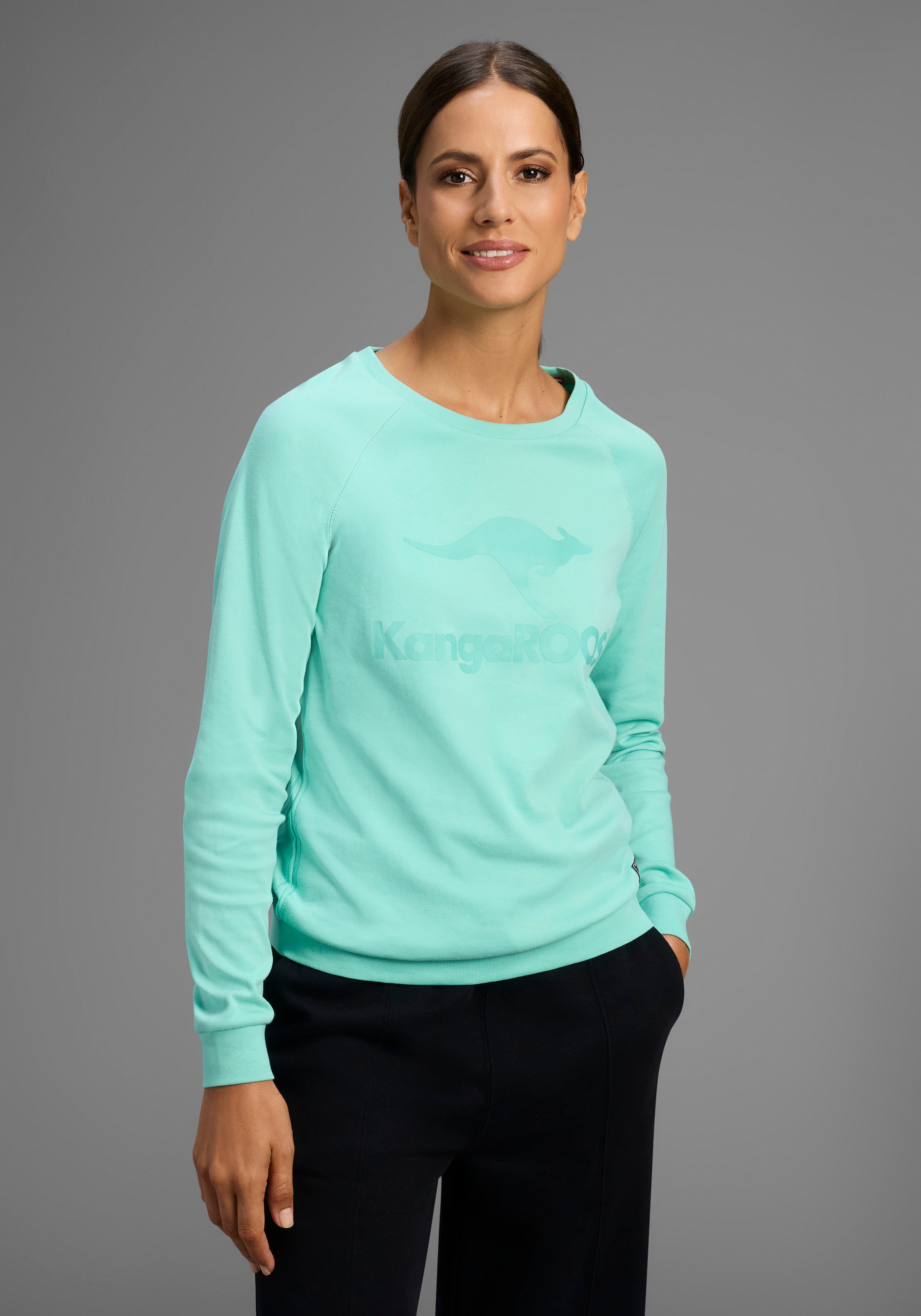 KangaROOS Sweatshirt , Langarm,  figurumspielender Schnitt,  mit Print,  Rundhalsausschnitt