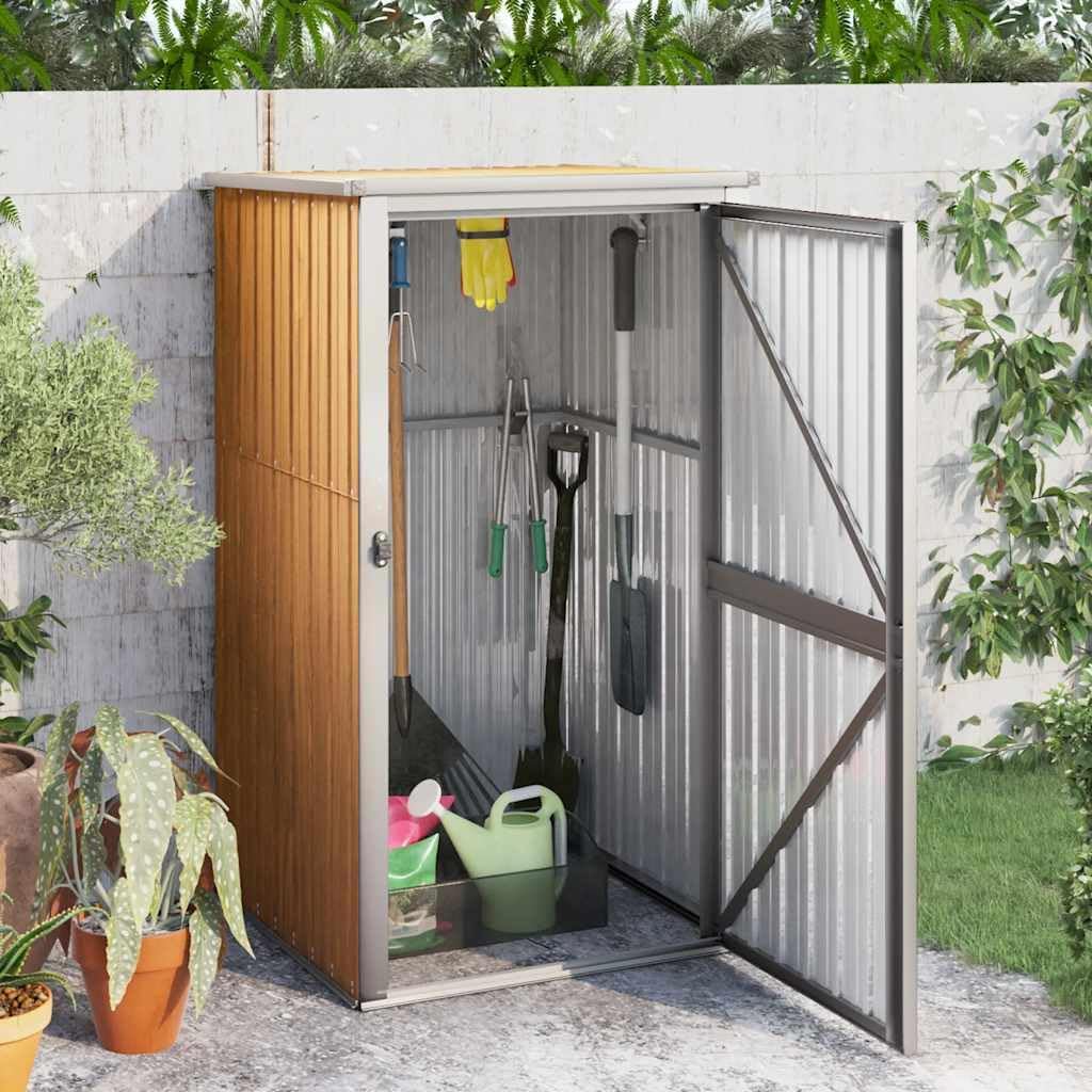 vidaXL Gerätehaus Geräteschuppen Gartenhaus Gartenschuppen Schuppen Lagerschuppen Werkzeugschuppen Braun 88x89x161cm Verzinkter Stahl