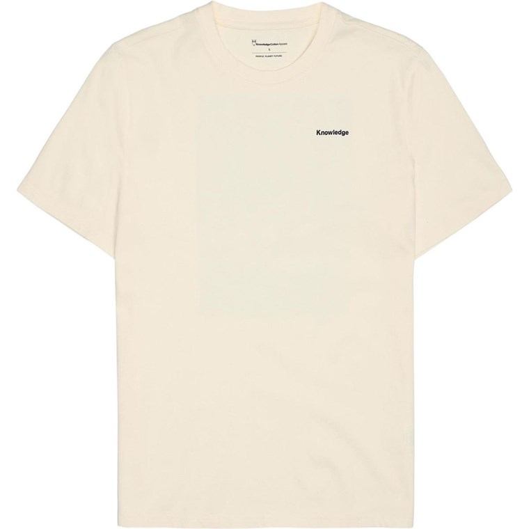 KnowledgeCotton Apparel Regular Single Jersey Hik Printed T-Shirt Egret