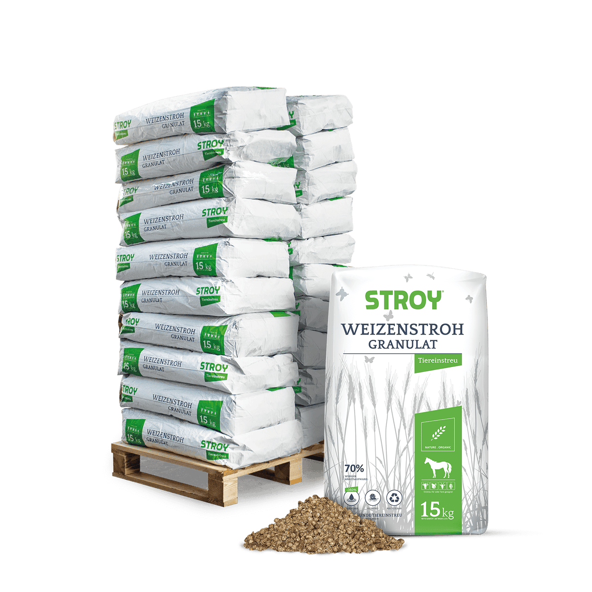 STROY Strokorrels Bedding 15kg x 20 Zakken 300kg Pallet Beddingkorrels