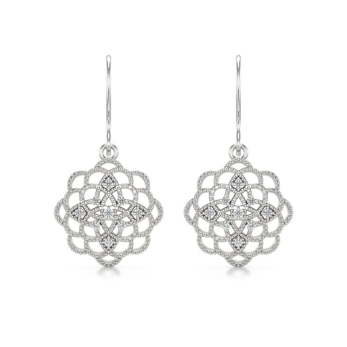 Boucles d'oreilles ADEN Diamants sur Argent 925 4.646grs