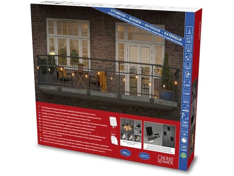 Konstsmide Lichterkette Solar 2341, 10 LEDs, Transparent Solarbetriebene LED-Lichterkette