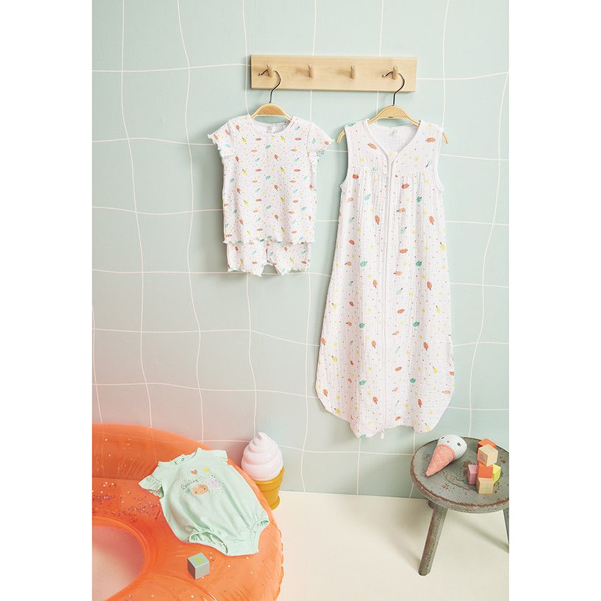 Combinaison courte en jersey print glace pour bébé fille - Bleu