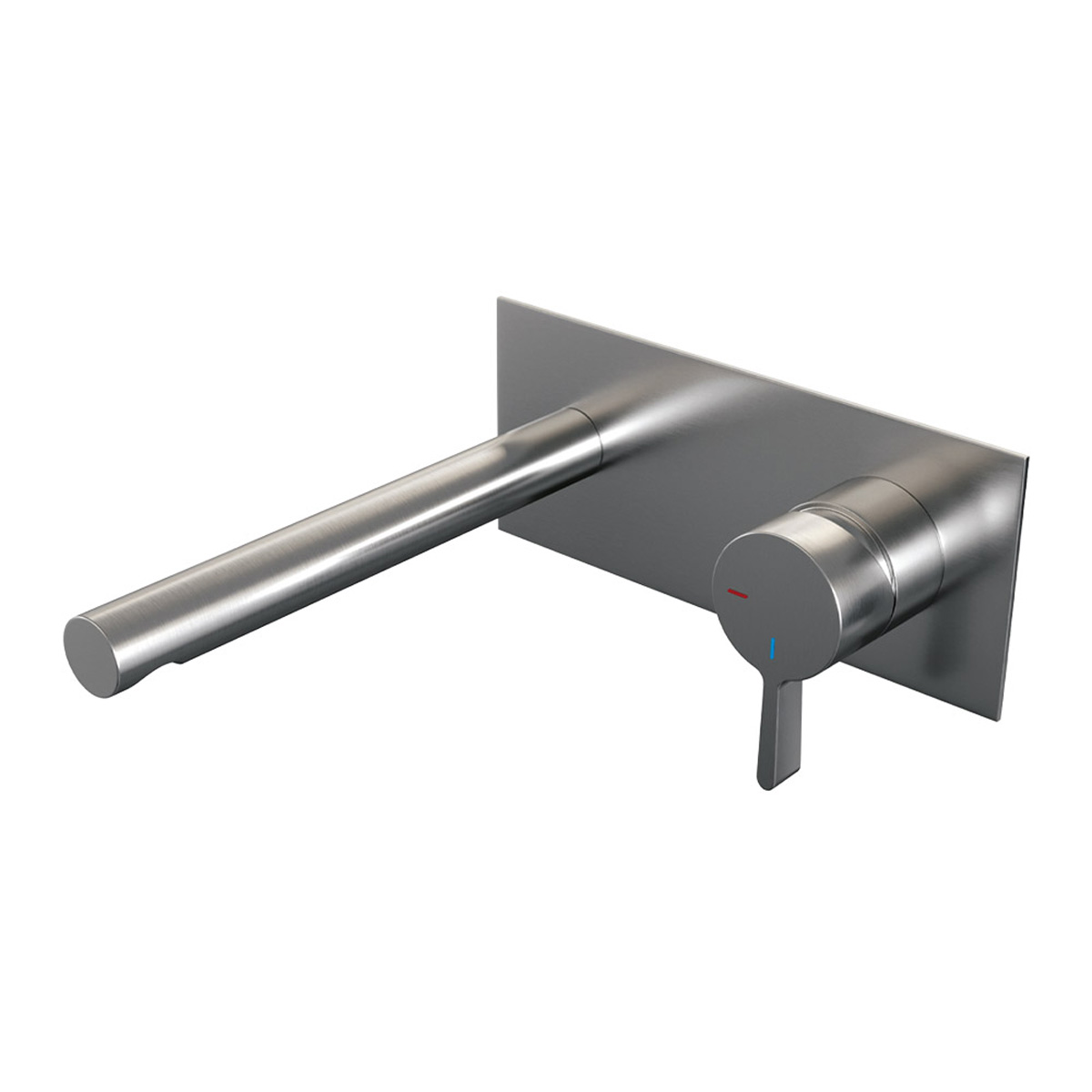 Brauer Brushed Edition ColdStart wastafelkraan inbouw rechte uitloop met achterplaat model E1 RVS geborsteld PVD