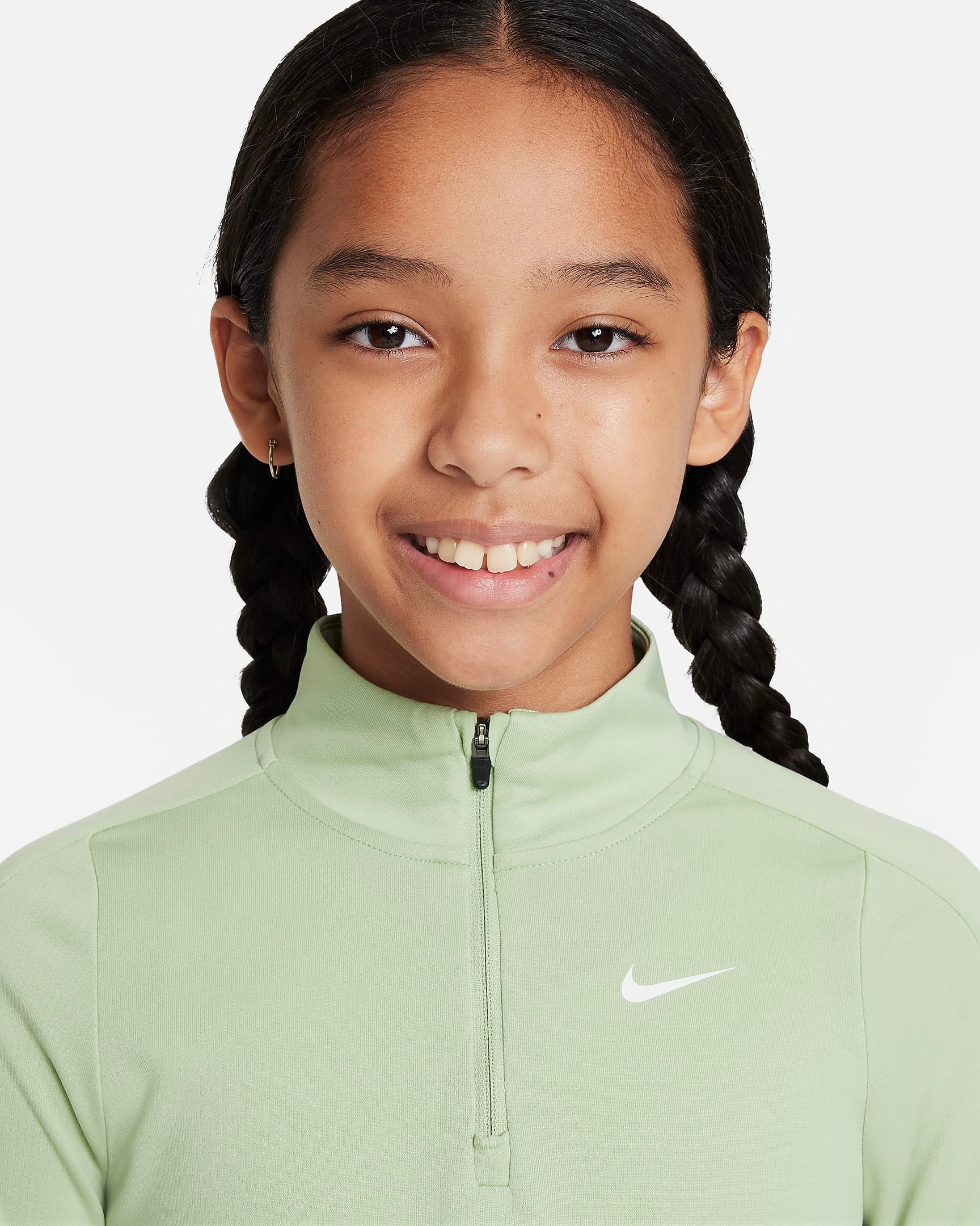 Dri-FIT Long Sleeve Half Zip Jente 343/Honeydew/White