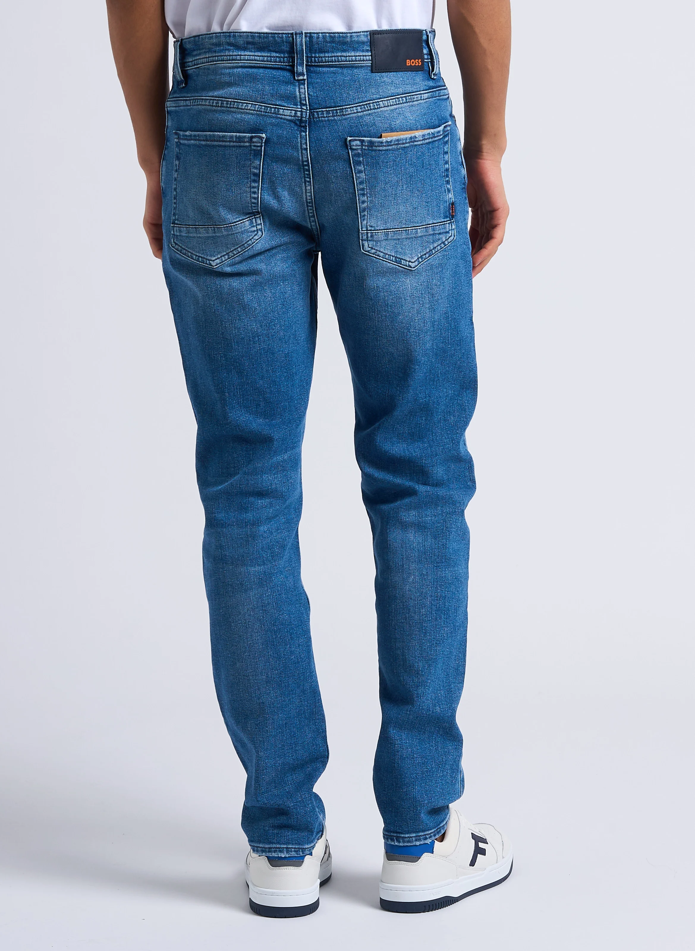 Jean tapered en coton mélangé | Bleu