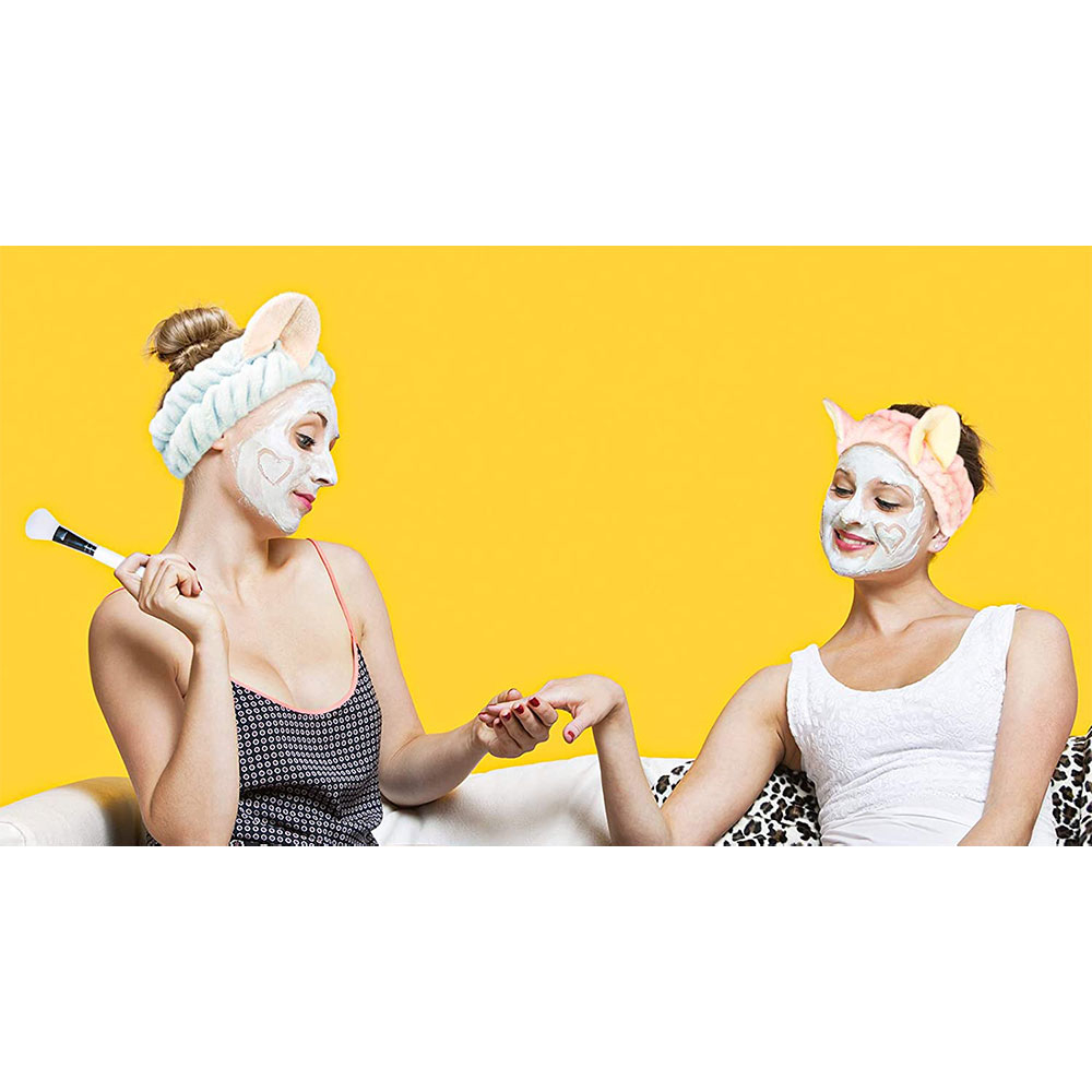 Elastisches Damen Plüsch Haarband für Gesichts Pflege Spa Stirnband (One Size) Hasenohren - Grau