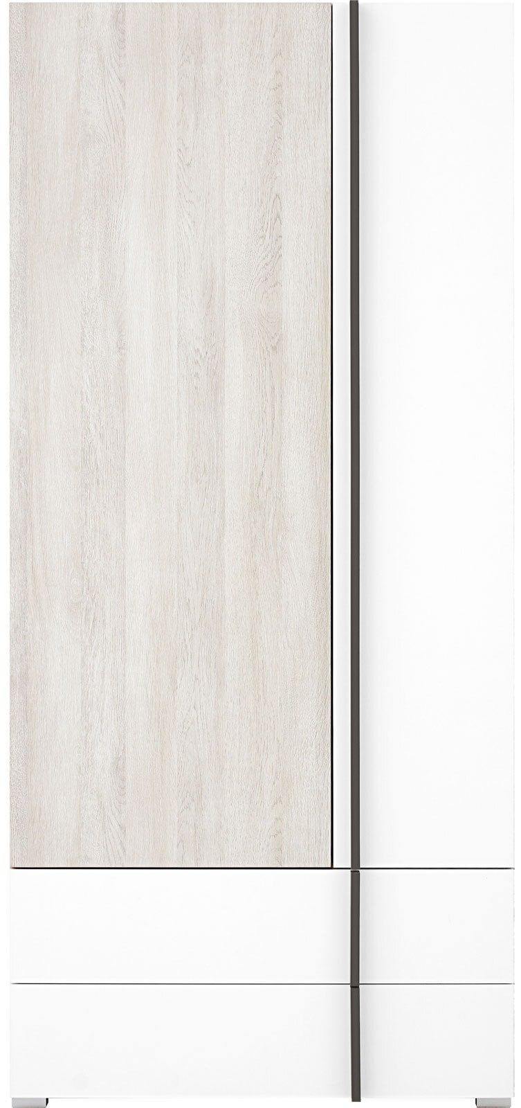 Kleiderschrank Remo Wilton-Eiche Nachbildung Weiß B/H/T 90x195x53cm