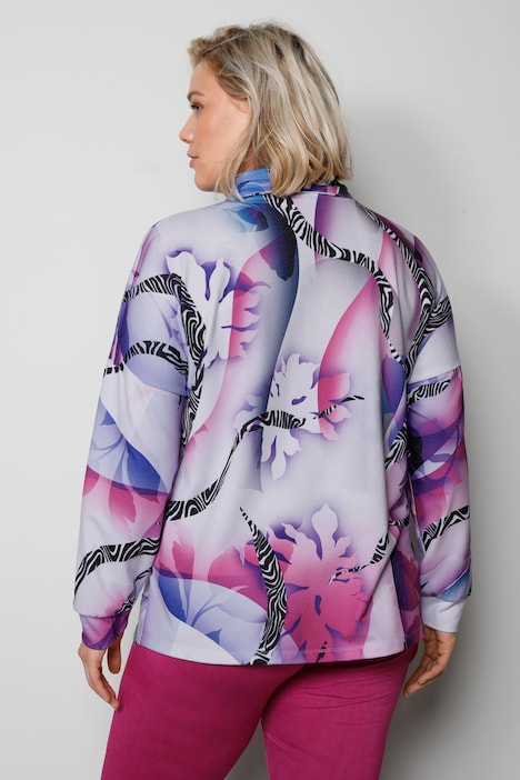 Sweatshirt, Allover-Muster, Stehkragen, Langarm
