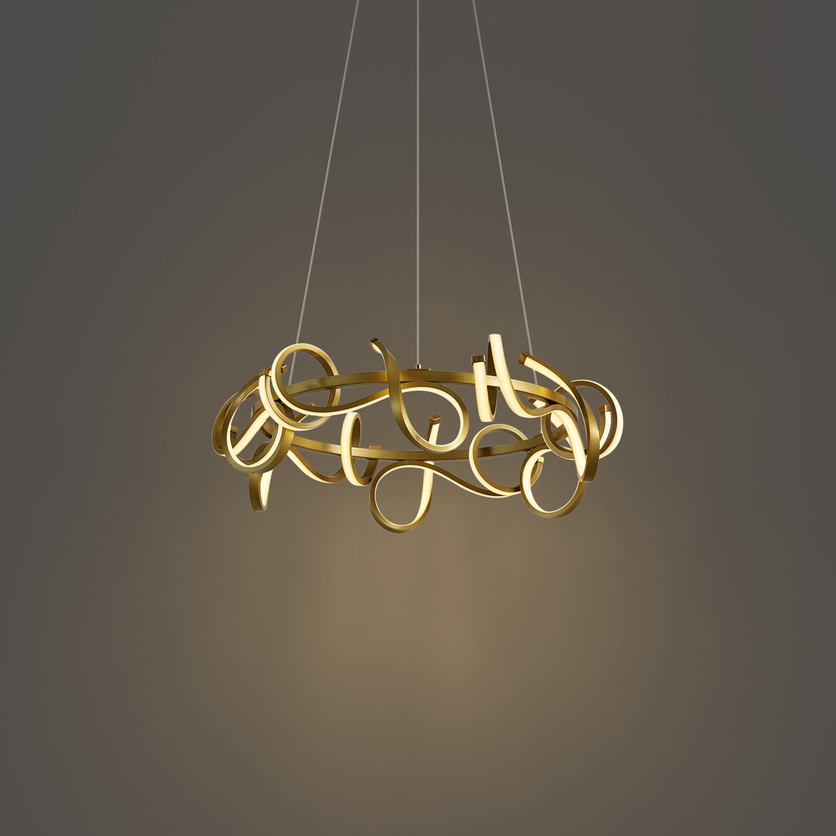 Design hanglamp goud rond 3-staps dimbaar - Krisscross