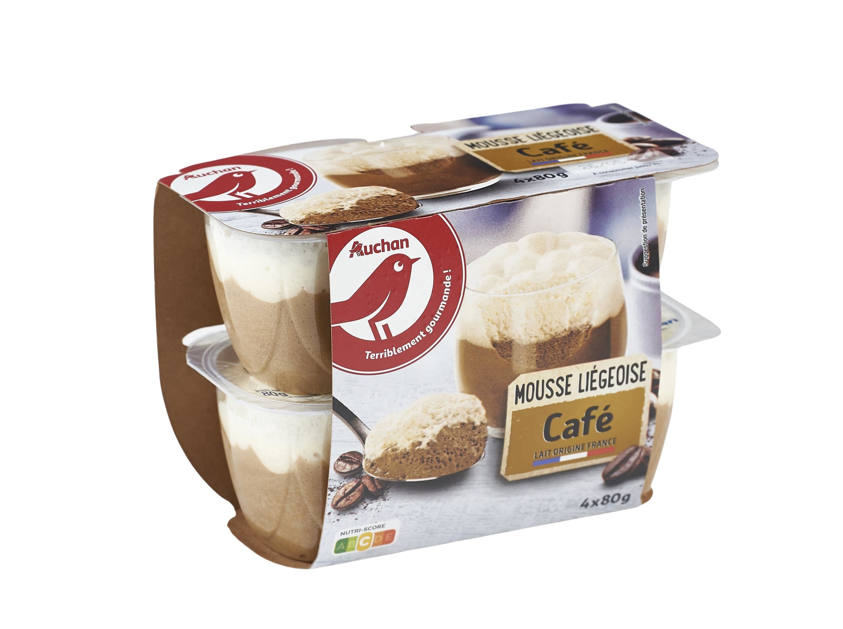 MOUSSE AUCHAN LIÉGEOIS CAFÉ 4X80G