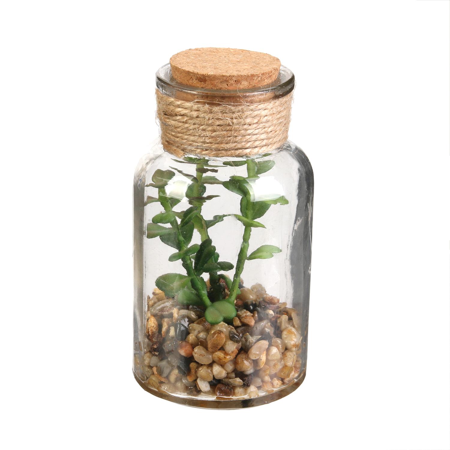 PLANTE ARTIFICIELLE FIOLE VERRE 13CM