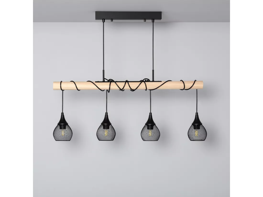 Suspension Métal et Bois Monah Noir