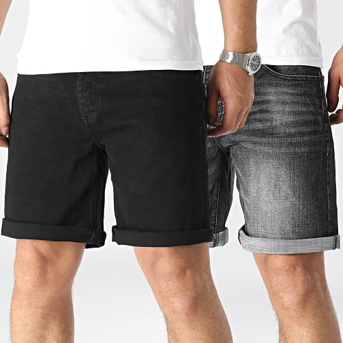 Lot De 2 Shorts Jean Noir Gris Anthracite
