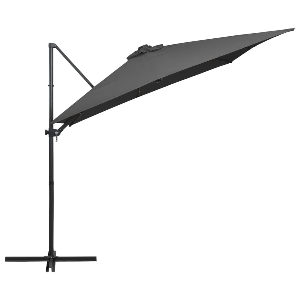 Parasol déporté avec led et mât en acier 250 x 250 cm anthracite